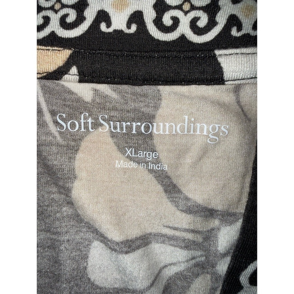 Soft Surroundings Sedona Maxi Dress Womens XL Black Tan Ivory Floral old money - Picture 4 of 7